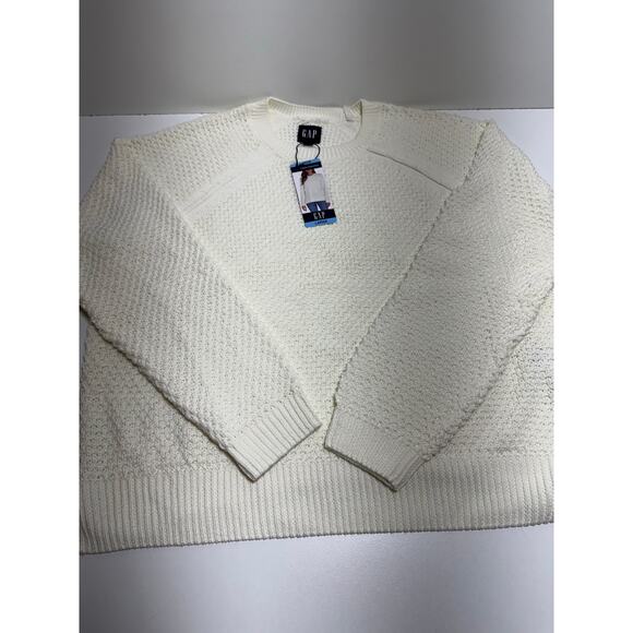 Gap Women’s Textured Sweater Sz L Marshmallow Loose Knit New Split Side - Picture 11 of 11